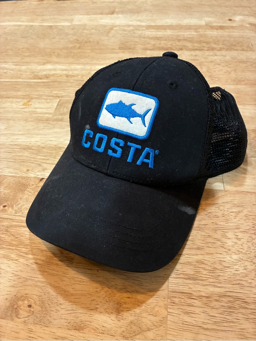 Costa del Mar Snapback Trucker Hat Black One Size Embroidered Mesh Back